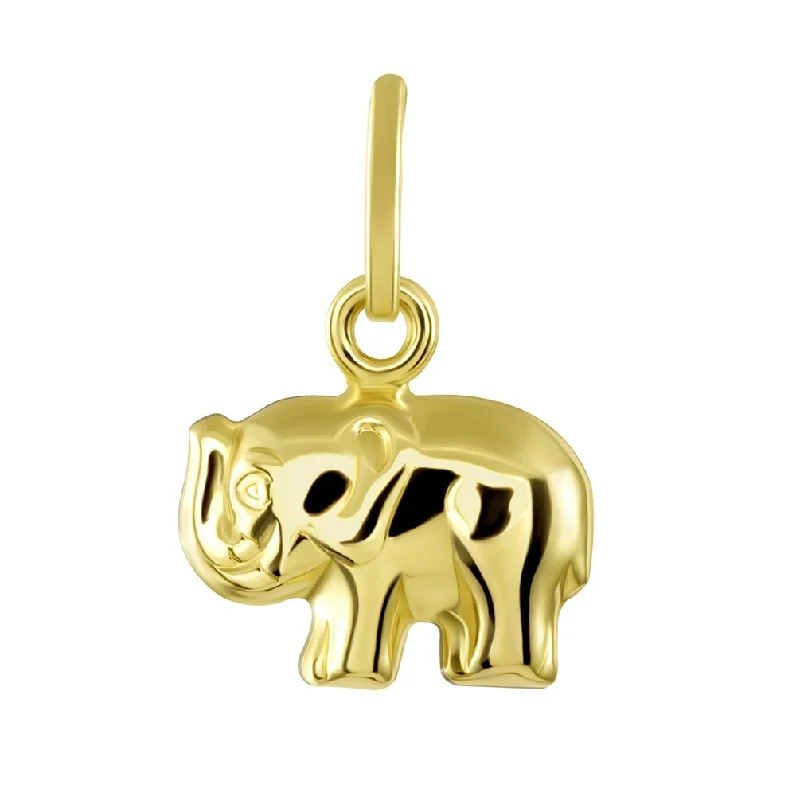 14K Yellow Gold Mini Elephant Charm Feng Shui Symbol Pendant