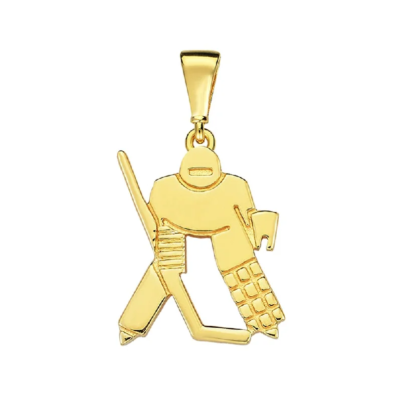 14k Yellow Gold Mini Hockey Goalie Charm Pendant