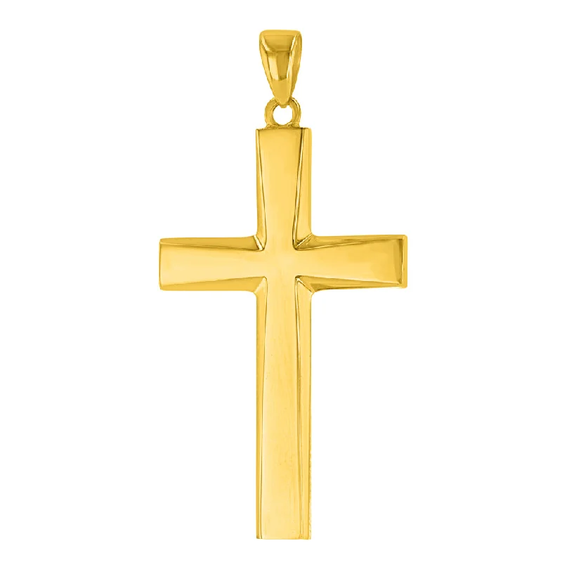 14K Yellow Gold Plain & Simple Religious Cross Pendant