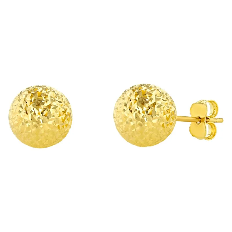 14k Yellow Gold Textured 8mm Ball Round Stud Earrings