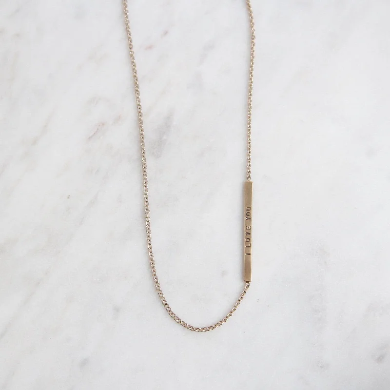 White Gold Chain with Yellow Gold 'I Love You' & 'XOXO' Bar