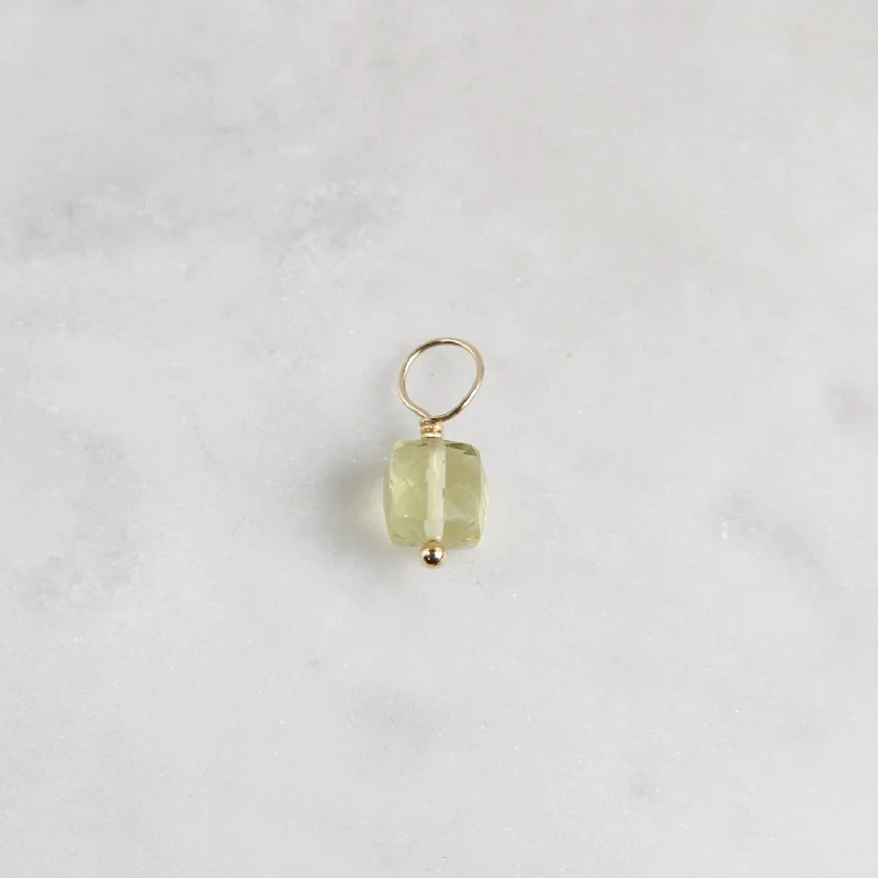 Lemon Citrine - Cubed Faceted Gemstone Charm