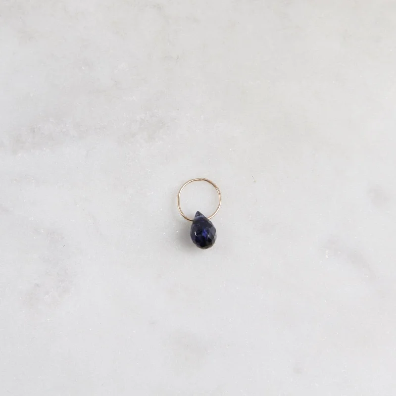 Blue Sapphire - High Faceted Drop Gemstone Charm