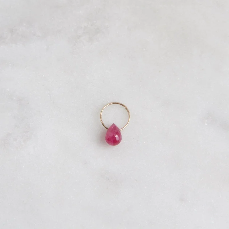 Ruby -  High Faceted Drop Gemstone Charm