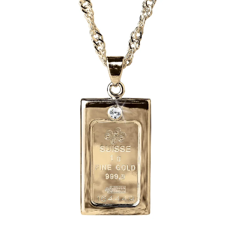 Gold and Diamond Ingot Pendant