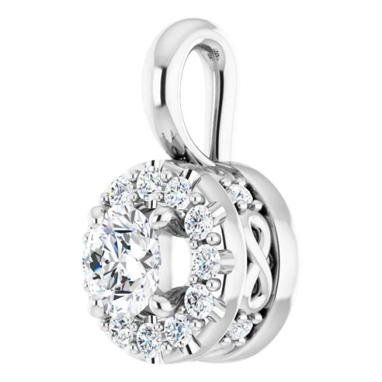 14K White 3/8 CTW Natural Diamond Pendant