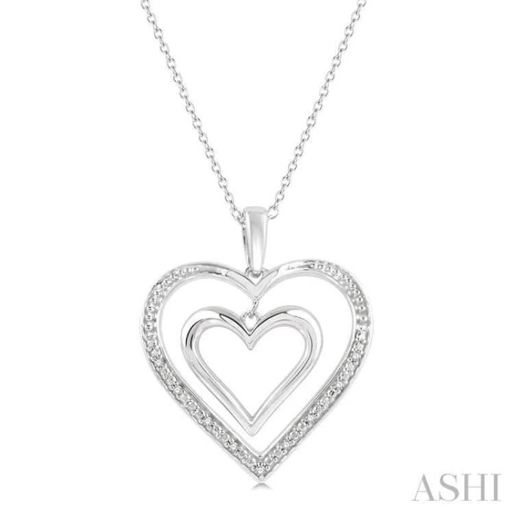 1/50 ctw Twin Heart Round Cut Diamond Pendant With Chain in Silver