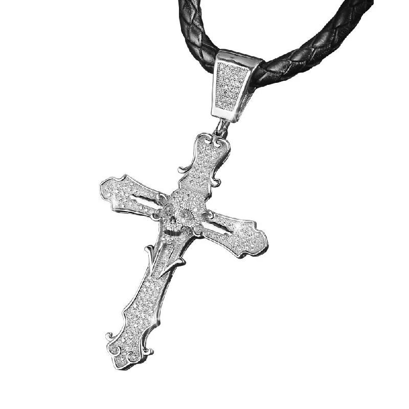 Skull Cross Rhodium Pendant