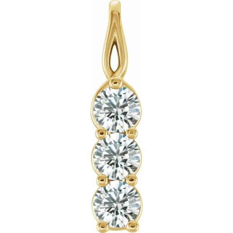 14K Yellow 3/4 CTW Natural Diamond Three-Stone Pendant