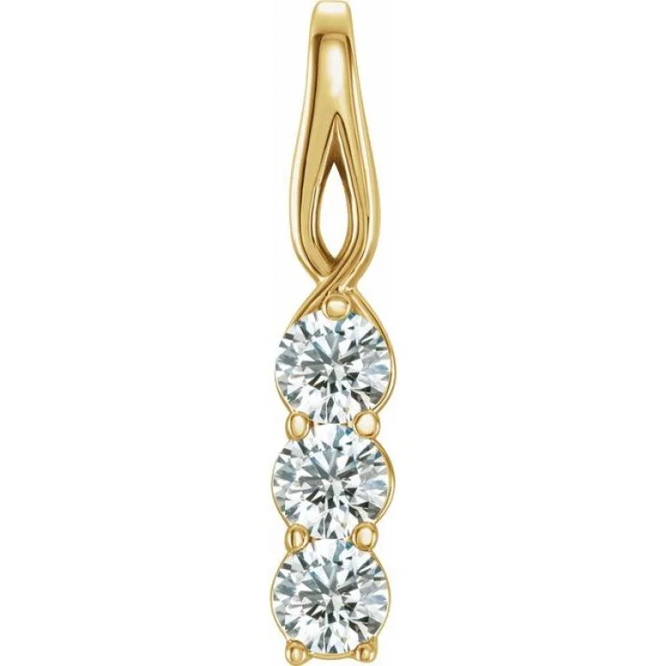 14K Yellow 1/4 CTW Natural Diamond Three-Stone Pendant