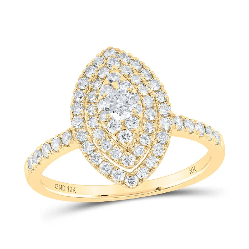 10kt Yellow Gold Womens Round Diamond Oval Ring 3/4 Cttw