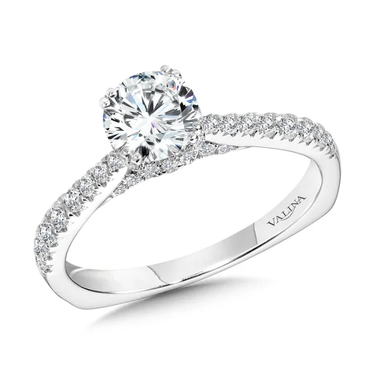 Double-Prong Straight Diamond Engagement Ring