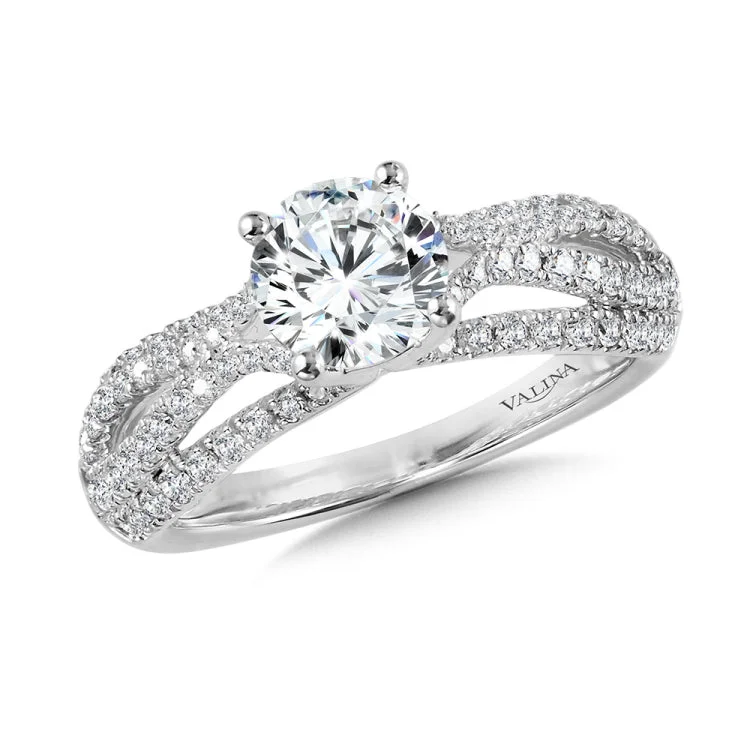 Four-Row Split Shank Diamond Engagement Ring