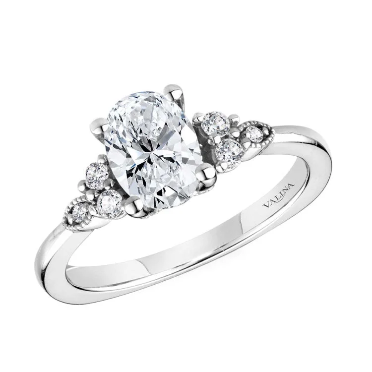 Oval-Cut Tapered & Winged Diamond Engagement Ring