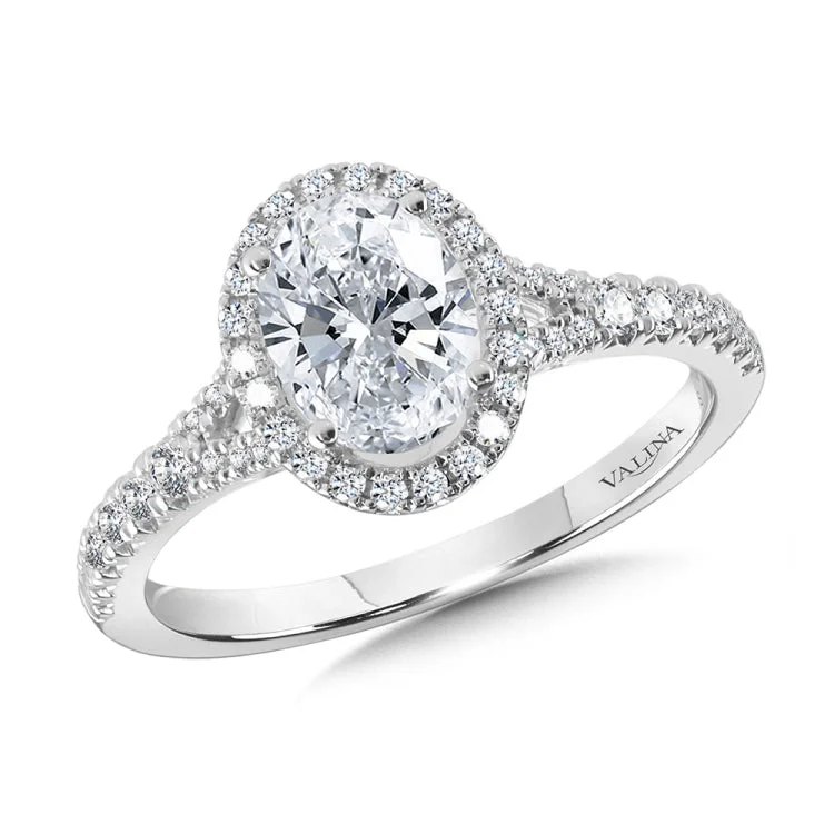 Oval-Shaped Halo Split Shank Engagement Ring