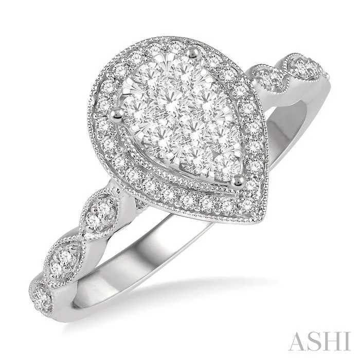 PEAR SHAPE HALO LOVEBRIGHT DIAMOND ENGAGEMENT RING