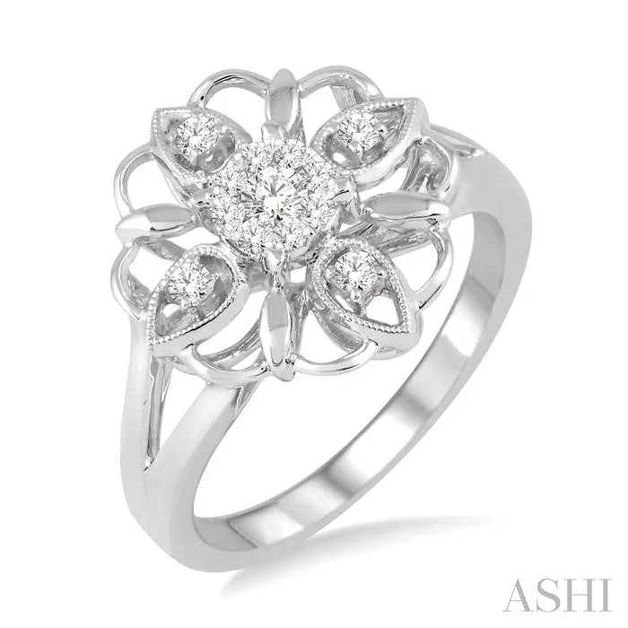 ROUND SHAPE LOVEBRIGHT DIAMOND FLOWER FASHION RING