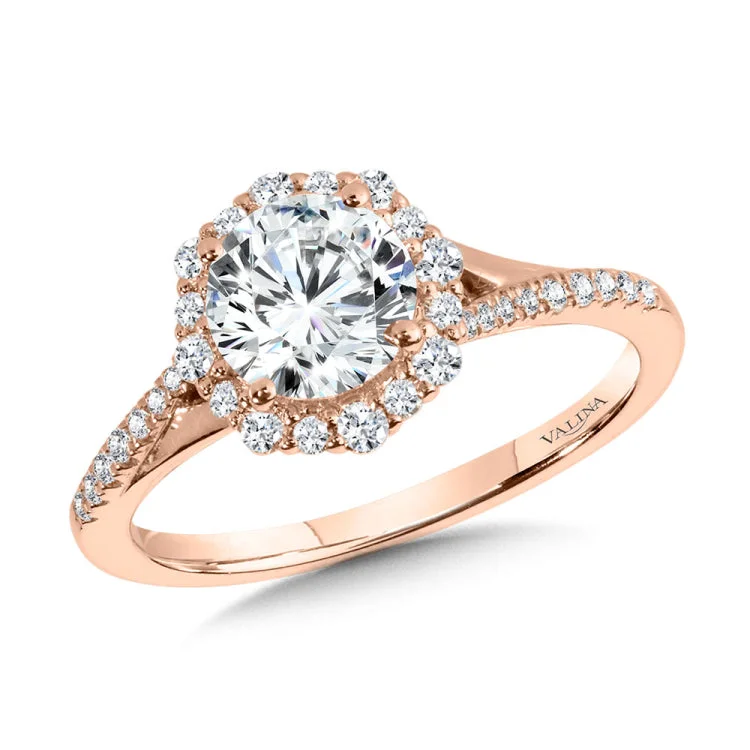 Split Shank Blooming Halo Diamond Engagement Ring