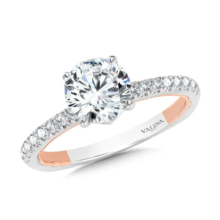 Two-Tone & Milgrain-Beaded Hidden Accents Diamond Engagement Ring