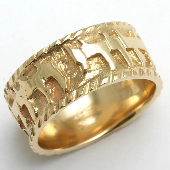 14k Yellow Gold Ani Le Dodi Jewish Wedding Band Ring Ridge