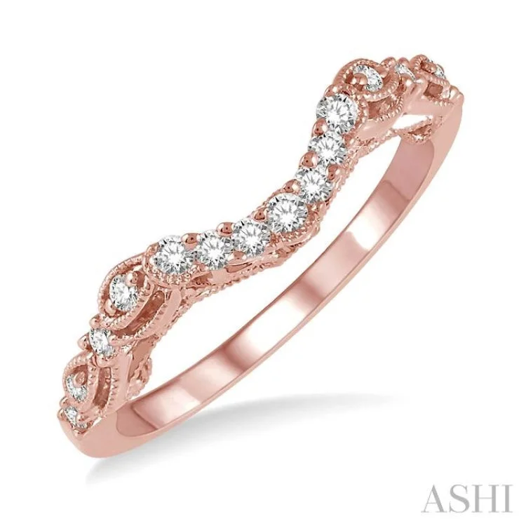 1/5 Ctw Round Cut Diamond Wedding Band in 14K Rose Gold