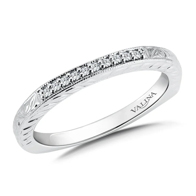 True fit matching diamond wedding band and a beautiful reminder of that special day for years to come.