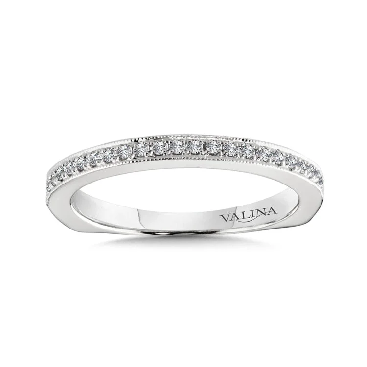 True fit matching diamond wedding band and a beautiful reminder of that special day for years to come.