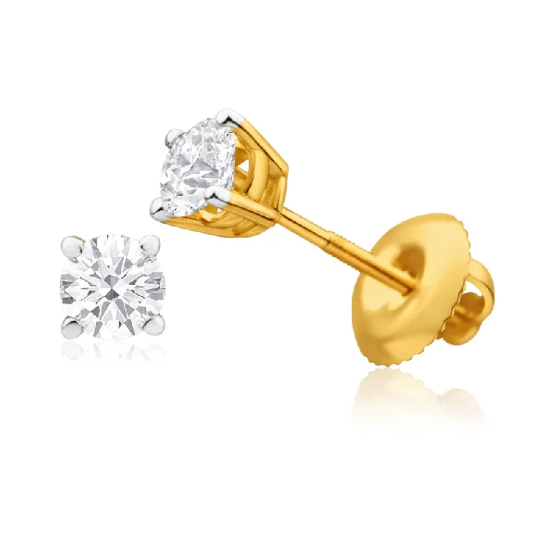 18ct Yellow Gold 1/2 Diamond Stud Earrings