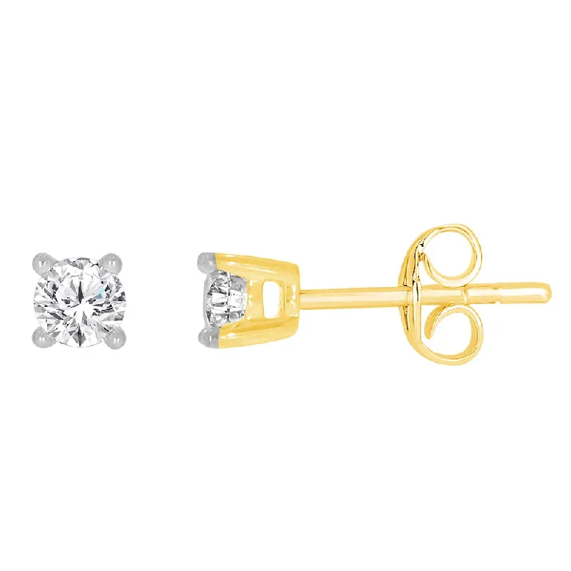 9ct Yellow Gold 1/4 Carat Diamond Stud Earrings