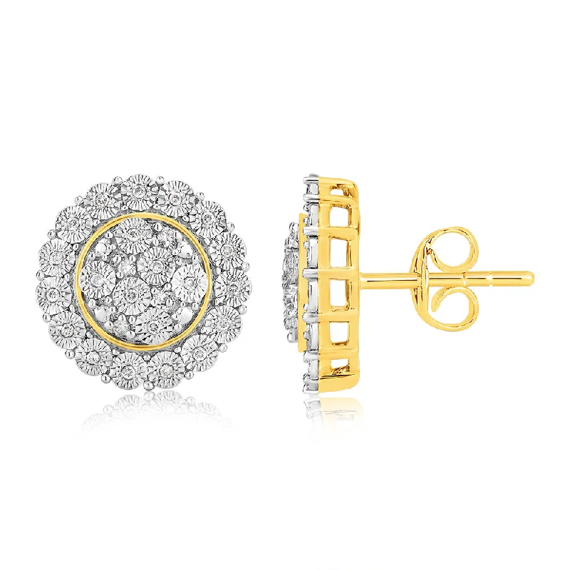 9ct Yellow Gold 1/5 Carat Diamond Stud Earrings