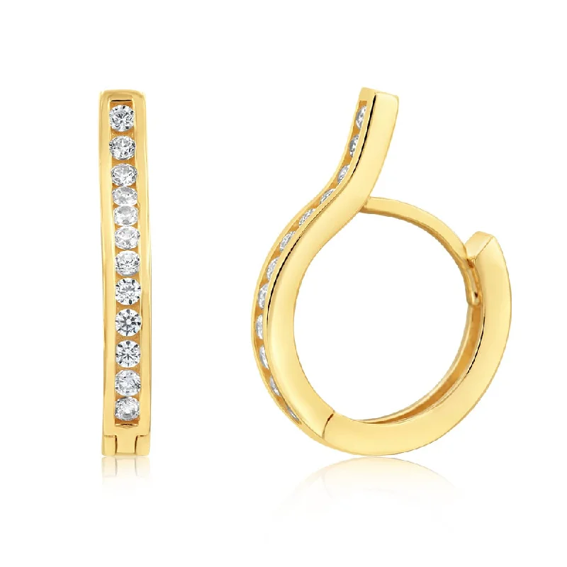 9ct Yellow Gold Cubic Zirconia Fancy Hoop Earrings