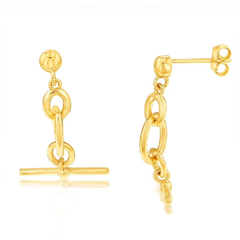 9ct Yellow Gold Fancy Links Drop Earrings