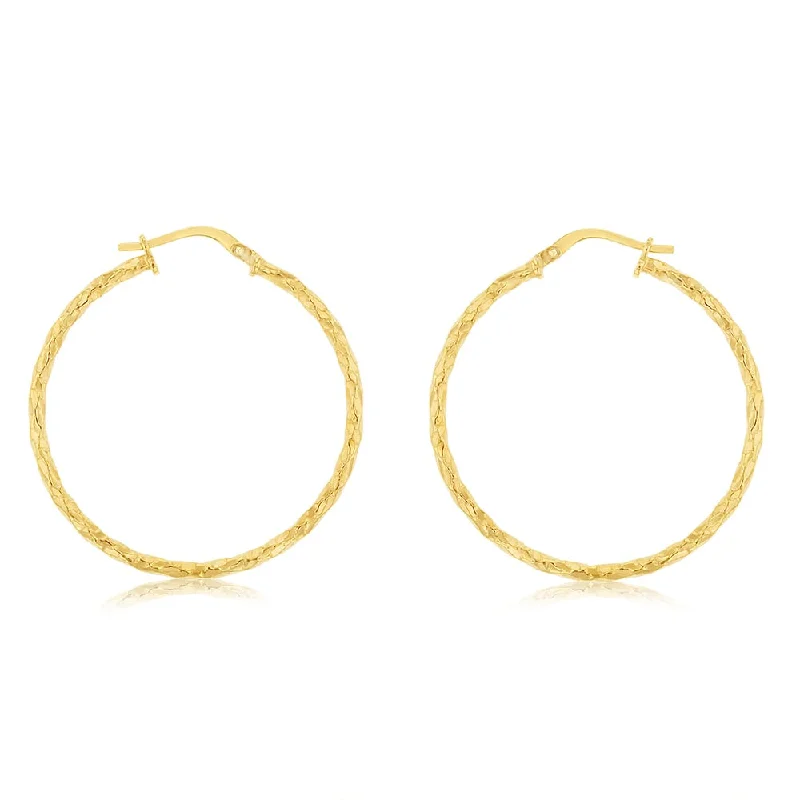 9ct Yellow Gold Silverfilled Fancy Twisted 30mm Earrings