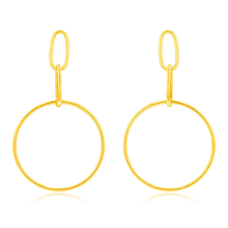 9ct Yellow Gold Silverfilled Link And Open Circle Drop Earrings