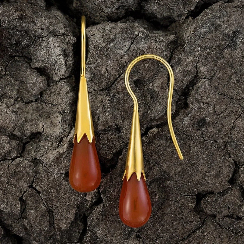 Carnelian Cornflower Bud Egyptian Earrings