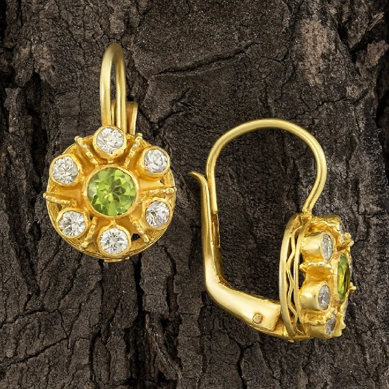 Cupid's Cluster Peridot and Cubic Zirconia Earrings