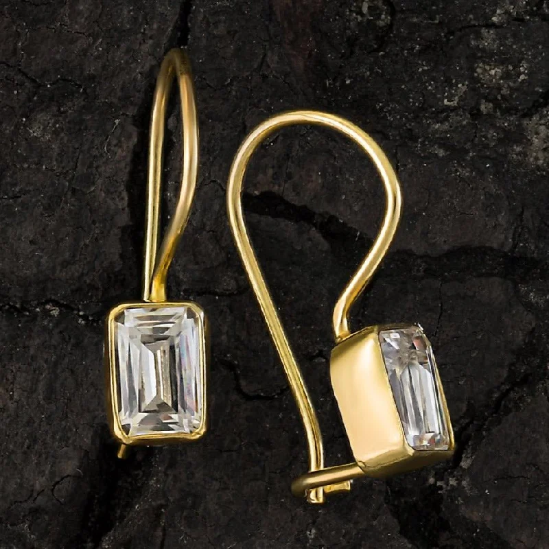 Contemporary Drop Cubic Zirconia Earrings