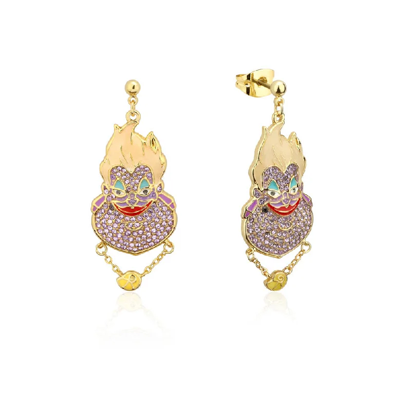 Disney Gold Plated Stainless Steel Ursula Crystal Drop Earrings