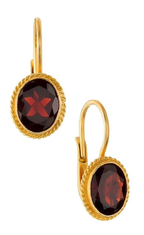 Georgian Drop Faceted Garnet Earrings