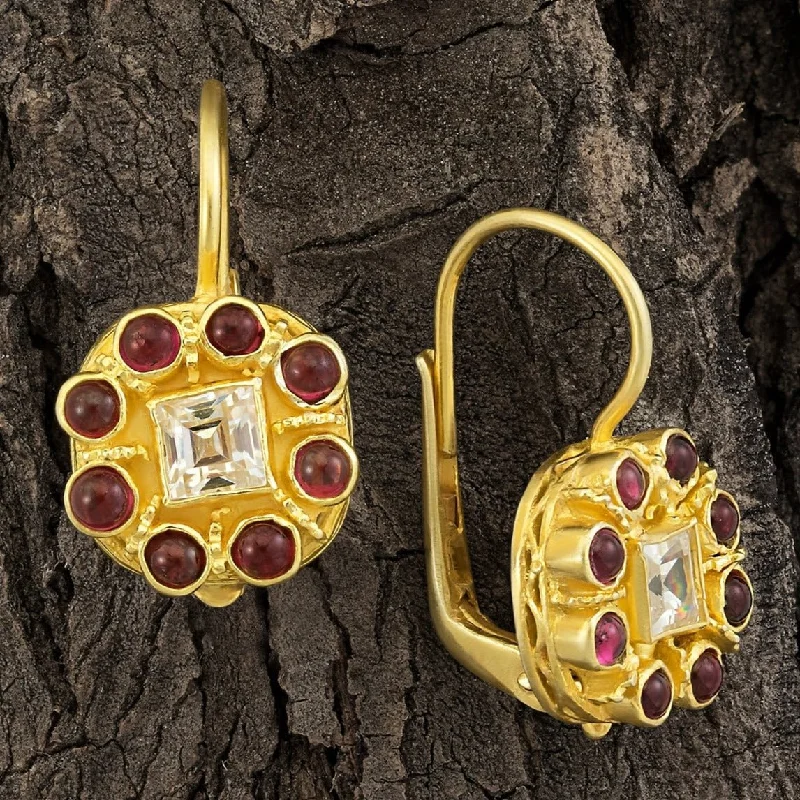 Mediterranean Zirconia and Garnet Earrings