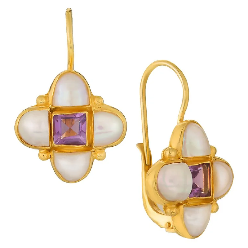 Mona Lisa Amethyst and Pearl Earrings