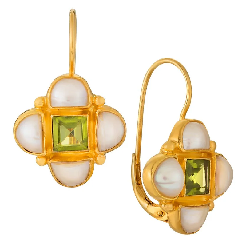 Mona Lisa Peridot and Pearl Earrings