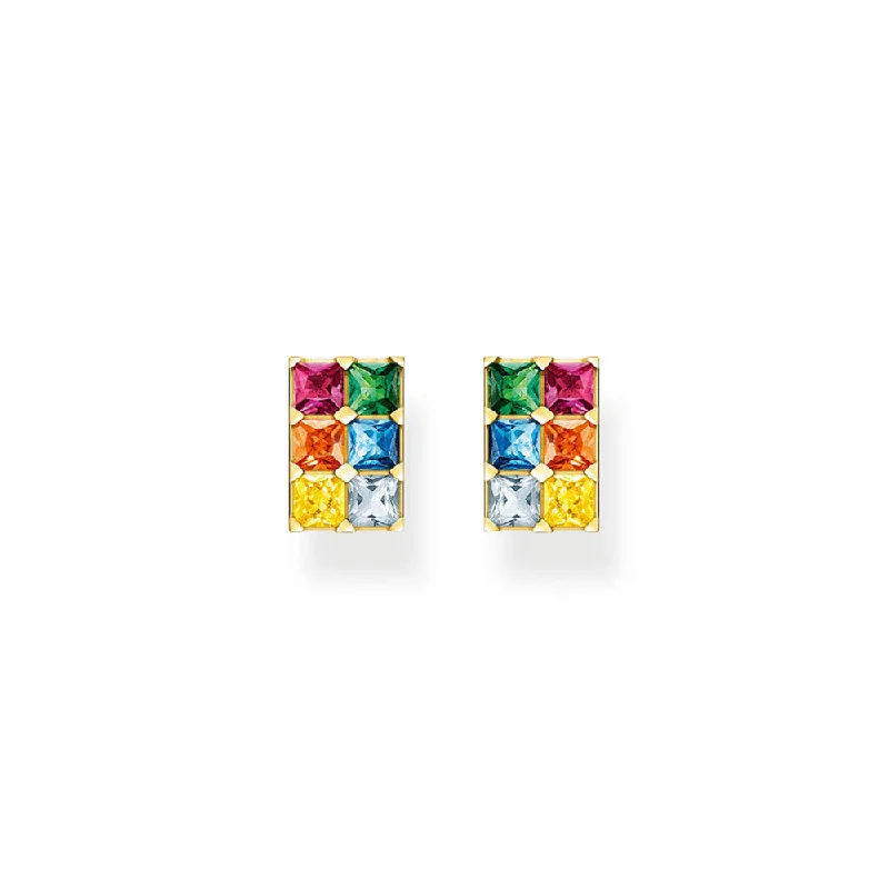 Thomas Sabo Sterling Silver Gold Plated Rainbow Heritage CZ Stud Earrings