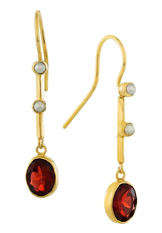 Victoriana Garnet and Pearl Earrings