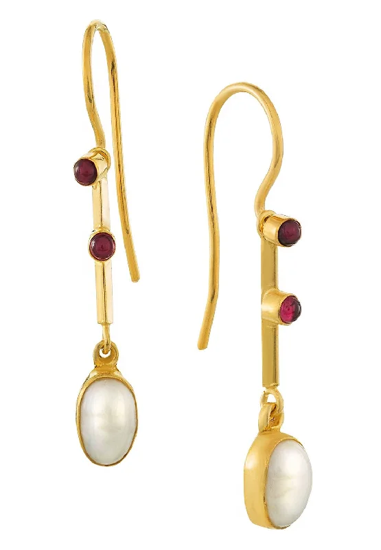 Victoriana Pearl and Garnet Earrings