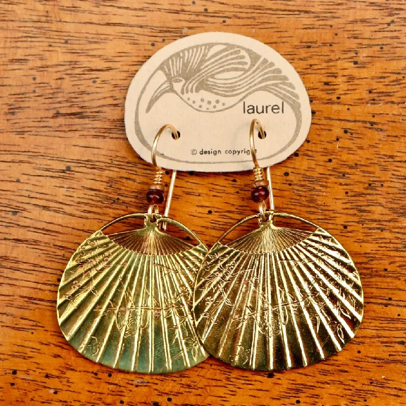 Vintage Laurel Burch Fan Gold-Plate Earrings