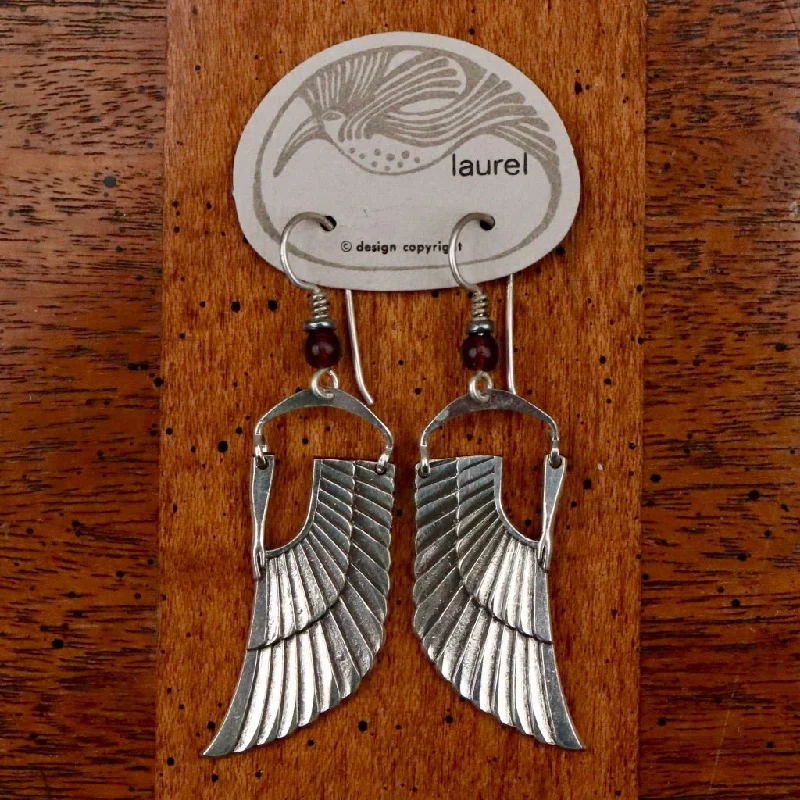 Vintage Laurel Burch Isis Wing Silver-Plate Earrings