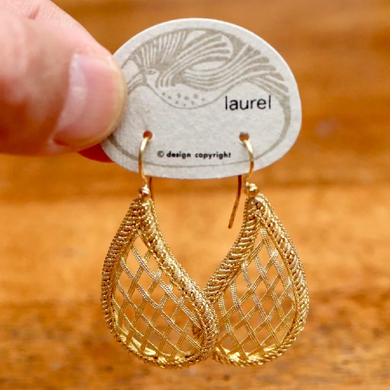 Vintage Laurel Inc. Latticework Gold-Plate Dangles