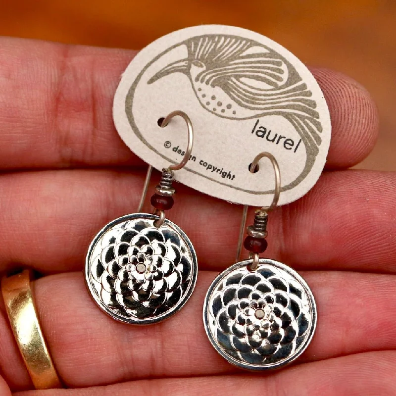 Vintage Laurel Burch Lotus Flower Silver-Plate Earrings