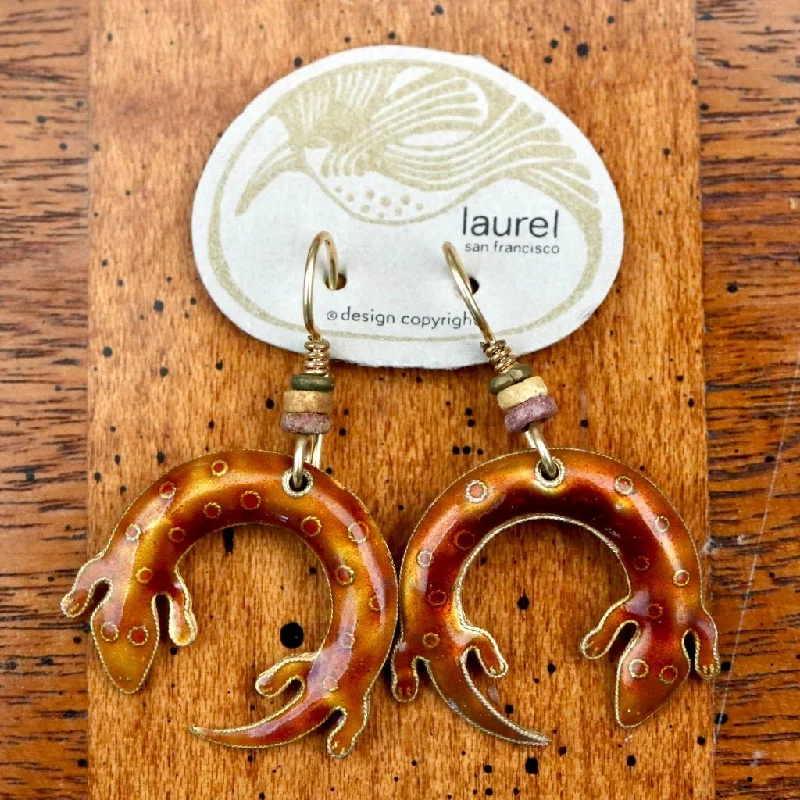 Vintage Laurel Burch Salamander Gold-Vermeil Earrings